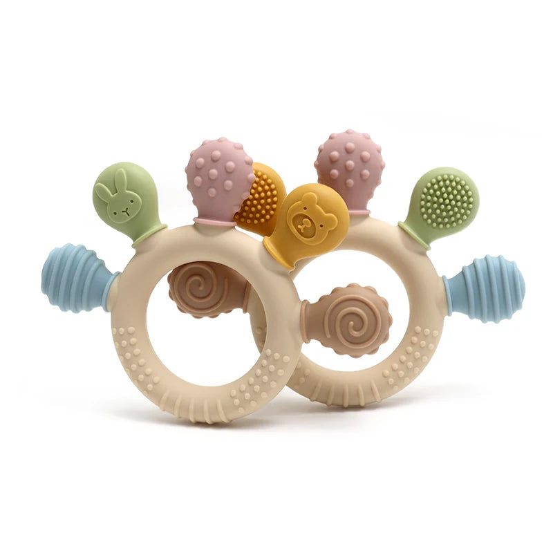 Anneau de Dentition Bébé en Silicone Multicolore