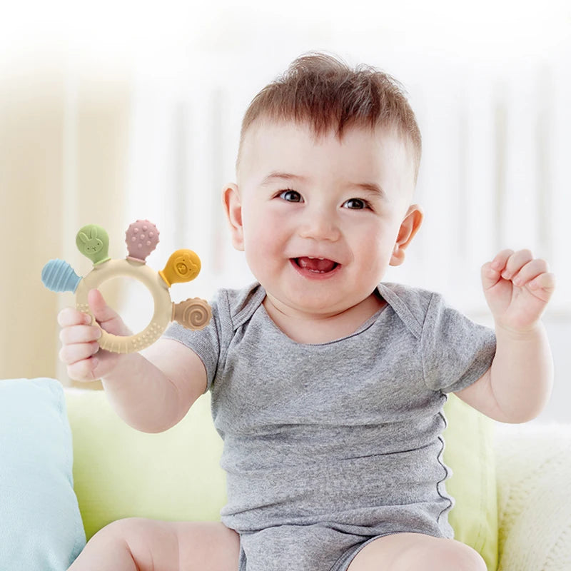 Anneau de Dentition Bébé en Silicone Multicolore