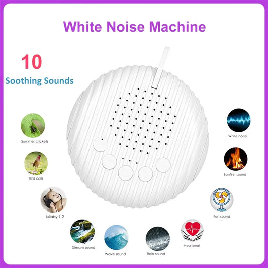 Machine à Bruit Blanc Portable – 10 Sons Apaisants – Rechargeable – Aide au Sommeil Bébé