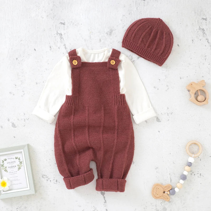 Ensemble Salopette Tricotée Sans Manches avec Chapeau – Bébé Garçon et Fille – 0 à 24 Mois